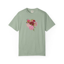 Load image into Gallery viewer, Dahlia  Bouquet T-Shirt — Hand drawn art  Flower Graphic Tee
