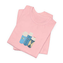 Load image into Gallery viewer, Vintage Coffee Flask Trio Graphic Tee — Minimal Blue Travel Mug Shirt
