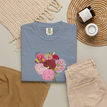 Load image into Gallery viewer, Dahlia  Bouquet T-Shirt — Hand drawn art  Flower Graphic Tee
