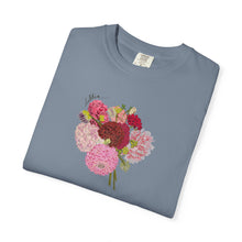 Load image into Gallery viewer, Dahlia  Bouquet T-Shirt — Hand drawn art  Flower Graphic Tee
