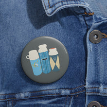 Load image into Gallery viewer, Thermos Trio Pin Button — Retro Water Bottle Enamel-Style Badge
