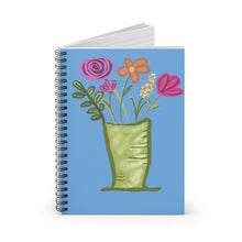 Load image into Gallery viewer, Floral Vase Spiral Notebook — Bright Blue Ruled Journal for Notes &amp; Gifts
