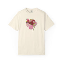 Load image into Gallery viewer, Dahlia  Bouquet T-Shirt — Hand drawn art  Flower Graphic Tee
