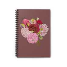 Load image into Gallery viewer, Floral Bouquet Spiral Notebook — Pink Dahlias on Mauve Ruled Journal
