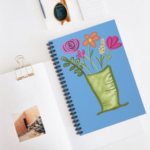 Load image into Gallery viewer, Floral Vase Spiral Notebook — Bright Blue Ruled Journal for Notes &amp; Gifts
