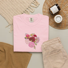 Load image into Gallery viewer, Dahlia  Bouquet T-Shirt — Vintage  Flower Graphic Tee
