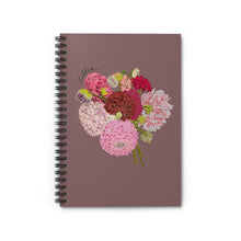 Load image into Gallery viewer, Floral Bouquet Spiral Notebook — Pink Dahlias on Mauve Ruled Journal
