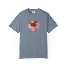 Load image into Gallery viewer, Dahlia  Bouquet T-Shirt — Hand drawn art  Flower Graphic Tee

