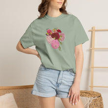 Load image into Gallery viewer, Dahlia  Bouquet T-Shirt — Hand drawn art  Flower Graphic Tee
