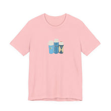 Load image into Gallery viewer, Vintage Coffee Flask Trio Graphic Tee — Minimal Blue Travel Mug Shirt
