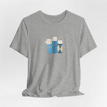 Load image into Gallery viewer, Vintage Coffee Flask Trio Graphic Tee — Minimal Blue Travel Mug Shirt
