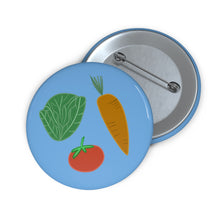 Load image into Gallery viewer, Vegetable Garden Pin Button — Tomato, Carrot &amp; Lettuce Enamel-Style Badge
