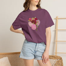 Load image into Gallery viewer, Dahlia  Bouquet T-Shirt — Hand drawn art  Flower Graphic Tee

