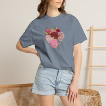 Load image into Gallery viewer, Dahlia  Bouquet T-Shirt — Hand drawn art  Flower Graphic Tee
