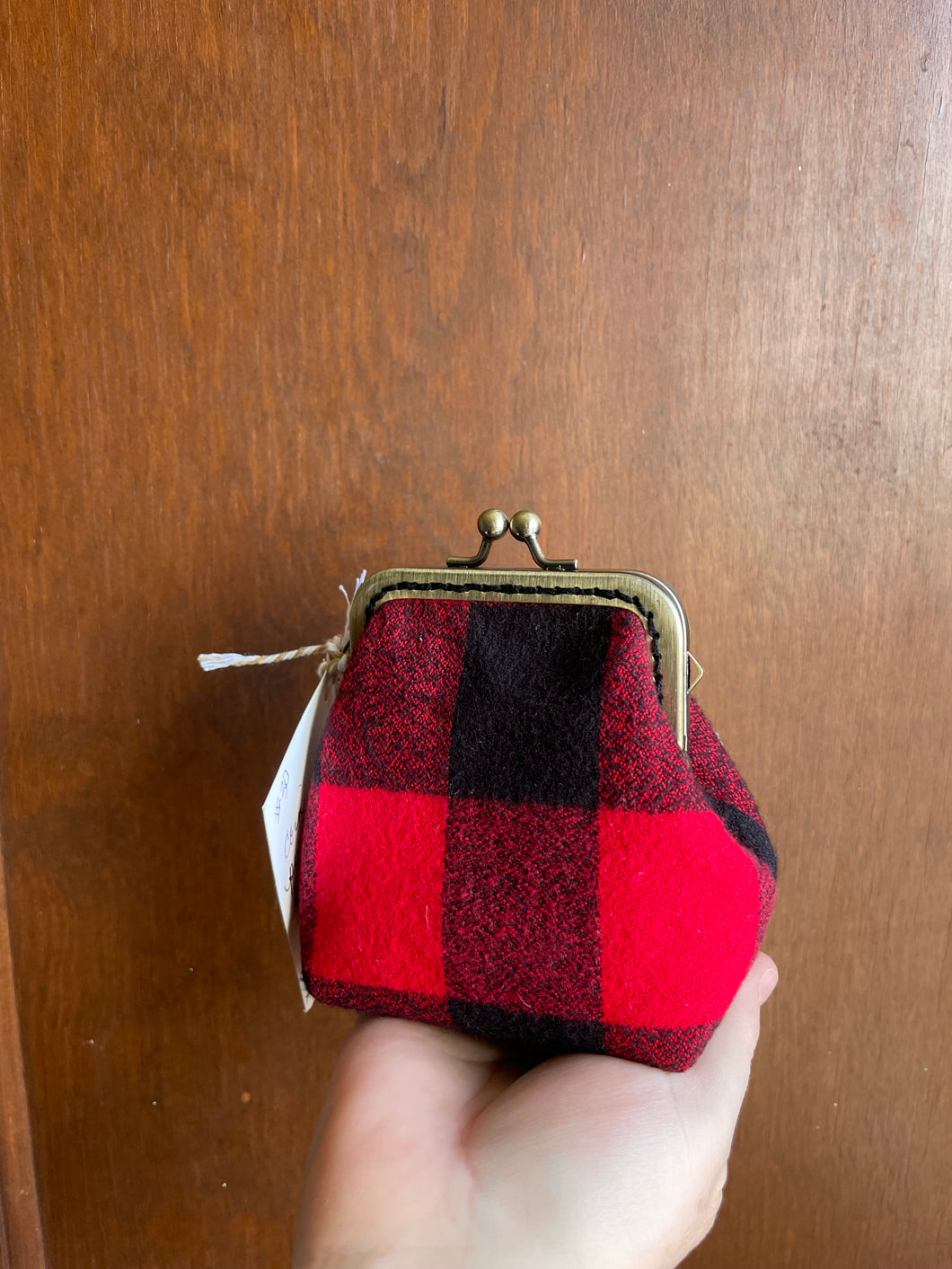 Coin Purse- Red And Black Buffalo Plaif