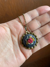 Load image into Gallery viewer, Floral Hand Embroidered corduroy Necklace
