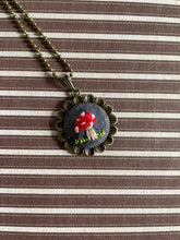 Load image into Gallery viewer, Hand Embroidered Mushroom on Linen Necklace
