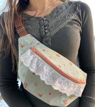 Load image into Gallery viewer, Shabby chic rose Blair Bag with Ruffle accent
