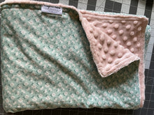 Load image into Gallery viewer, Floral Cotton and Minky Baby Blanket
