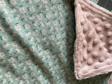 Load image into Gallery viewer, Floral Cotton and Minky Baby Blanket
