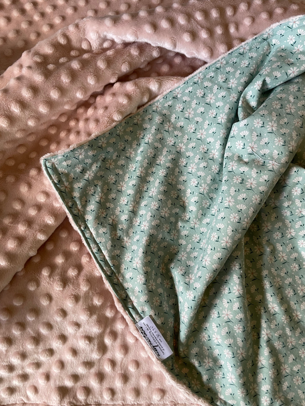 Floral Cotton and Minky Baby Blanket