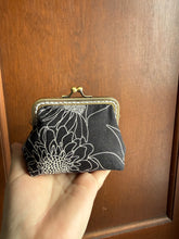 Load image into Gallery viewer, Black Fine Line Floral Large frame coin purse
