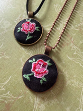 Load image into Gallery viewer, Vintage Linen Floral Rose Necklace Or Choker

