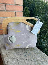 Load image into Gallery viewer, Wooden handle Retro inspired clutch bag “Harvest Moon” canvas
