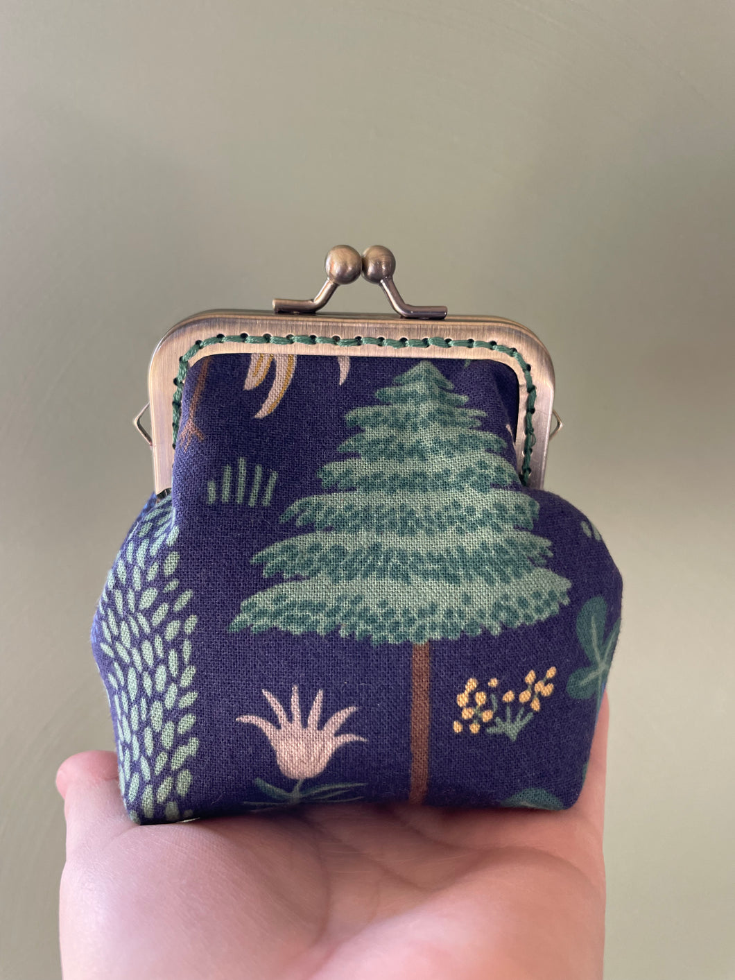 Navy and Floral Rifle Paper Co. Canvas Fabric Coin Purse