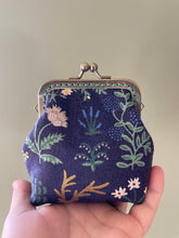 Load image into Gallery viewer, Navy and Floral Rifle Paper Co. Canvas Fabric Coin Purse
