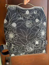 Load image into Gallery viewer, Large Black Fine Line Floral Backpack Clutch Bag
