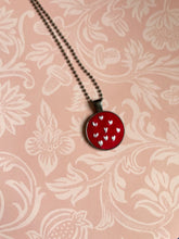 Load image into Gallery viewer, Hand Embroidered White Heart on Red Corduroy Necklace
