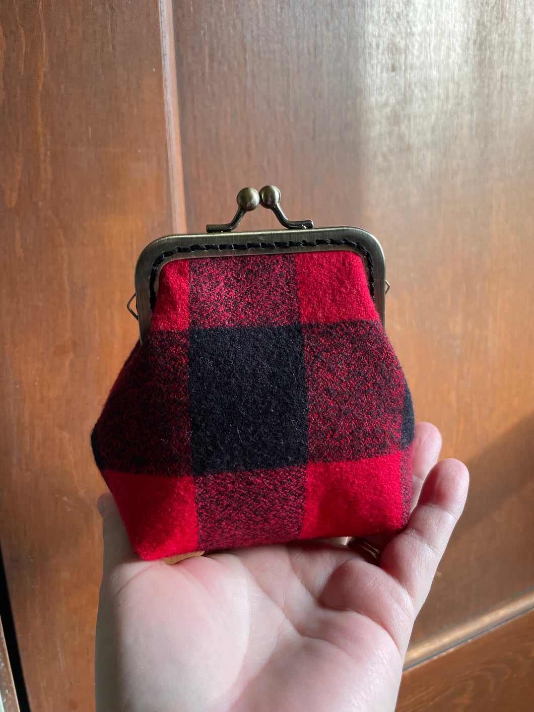 Red and Black Buffalo Plaid Flannel Coin Purse