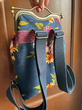 Load image into Gallery viewer, Small Navy and Floral Clutch Backpack

