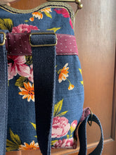 Load image into Gallery viewer, Small Navy and Floral Clutch Backpack

