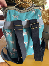 Load image into Gallery viewer, Small Cat Backpack Clutch in aqua
