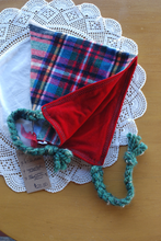 Load image into Gallery viewer, Plaid Flannel/Red Velvet 6-12 month Pixie Hat
