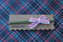 Load image into Gallery viewer, Crochet Edge Bias Tape Bow Headband-Red Stripe

