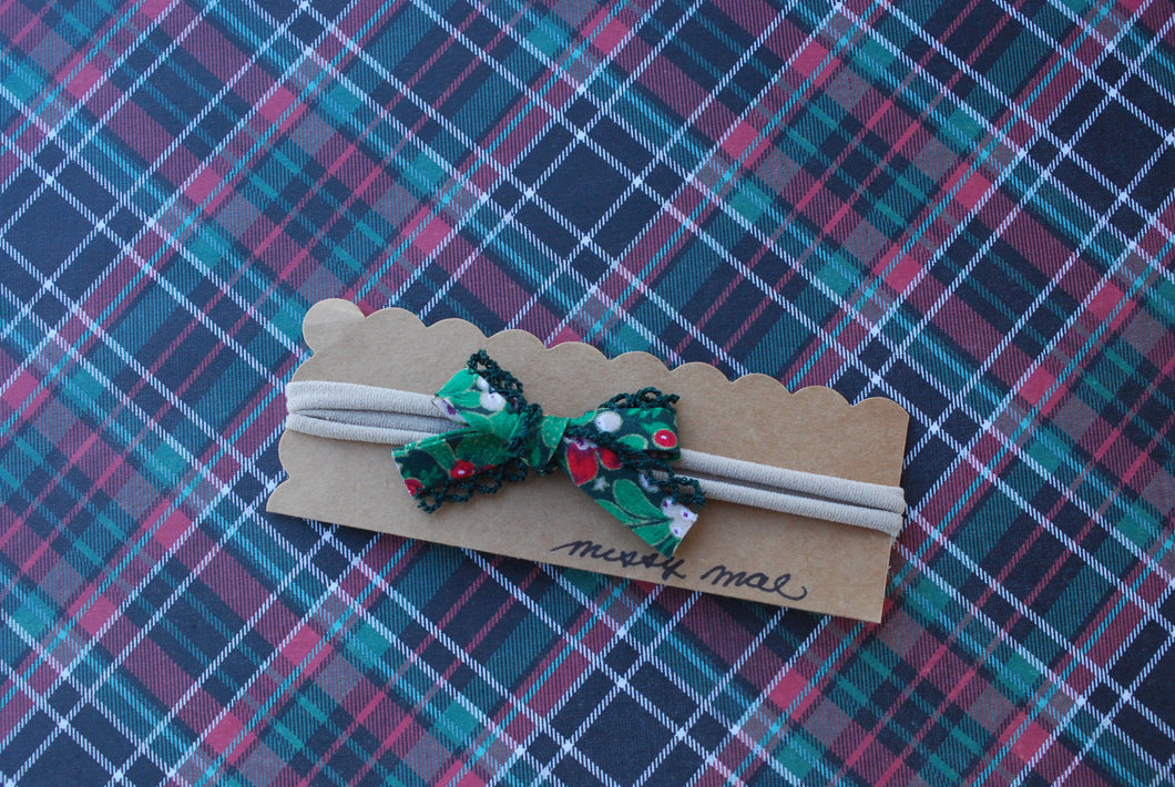 Crochet Edge Bias Tape bow headband-Holiday/Beige