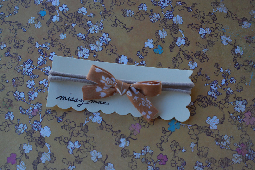 Bias Tape Bow Headband-sand Ring o' Roses Fabric from Art Gallery