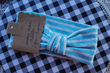 Load image into Gallery viewer, Stretch Fabric Headband size 1-3 years aqua stripe variety
