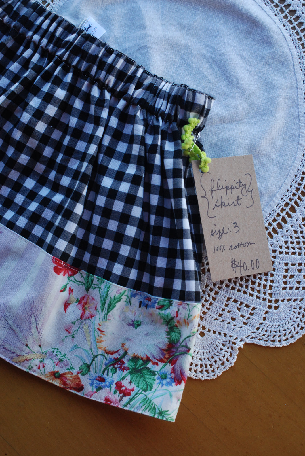 Flippity Skirt Size 3 Gingham and floral
