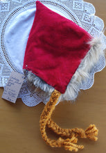 Load image into Gallery viewer, Red Corduroy/Fur lined Size 3-6 months size Pixie Hat
