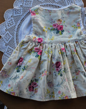 Load image into Gallery viewer, Yellow and Pink Floral Size 6-12 month Lazy Susan dress and bonnet SET
