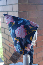 Load image into Gallery viewer, Floral Corduroy/Blue Flannel Size 3-6 month Pixie Hat
