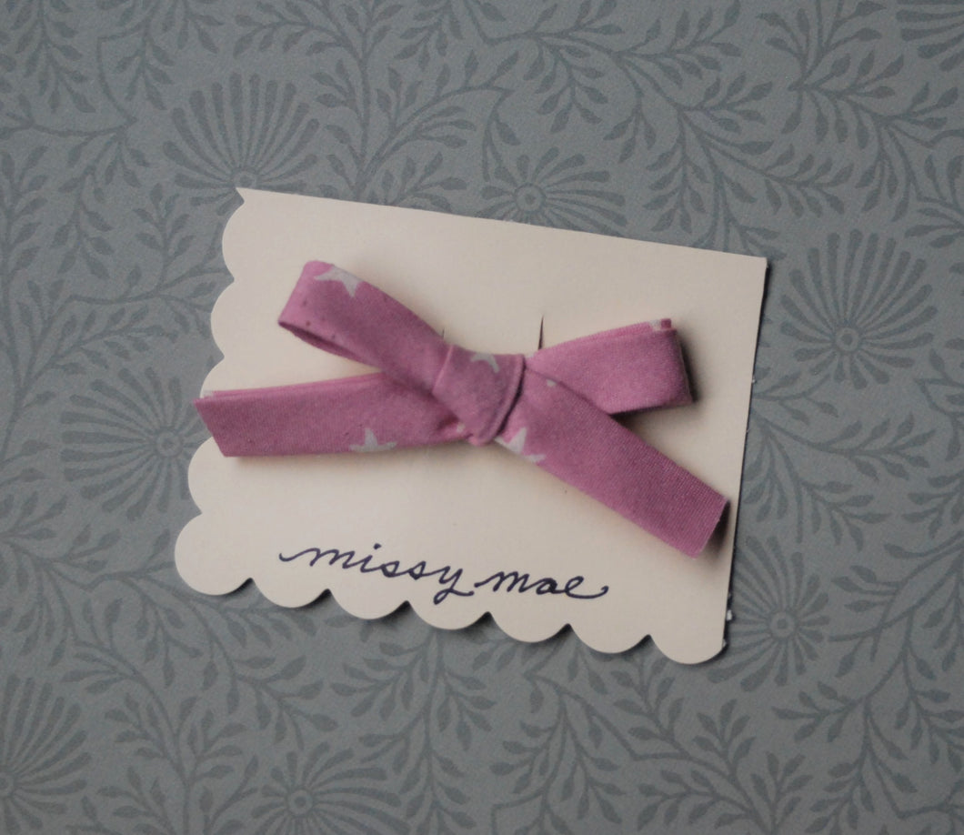 Bias Tape Bow Clip in Starry in Lavender By Ruby Star Society Fabric