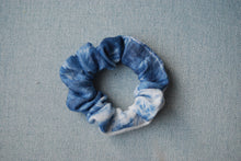 Load image into Gallery viewer, Bleach Tie Dye Denim Scrunchie
