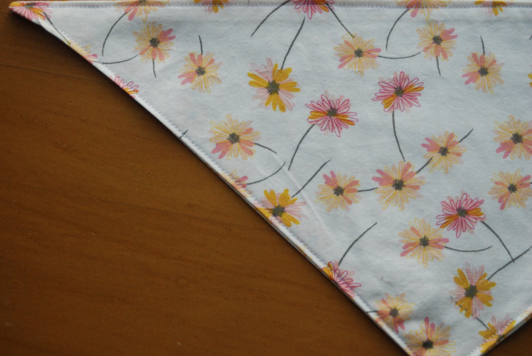 Size Small: Pink and Yellow Floral Dog Bandanna