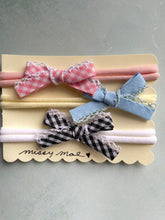 Load image into Gallery viewer, SET OF 3 Bias Tape Bow Headbands
