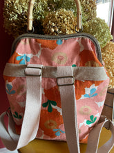Load image into Gallery viewer, Floral Canvas orange and Pink Backpack Clutch Bag
